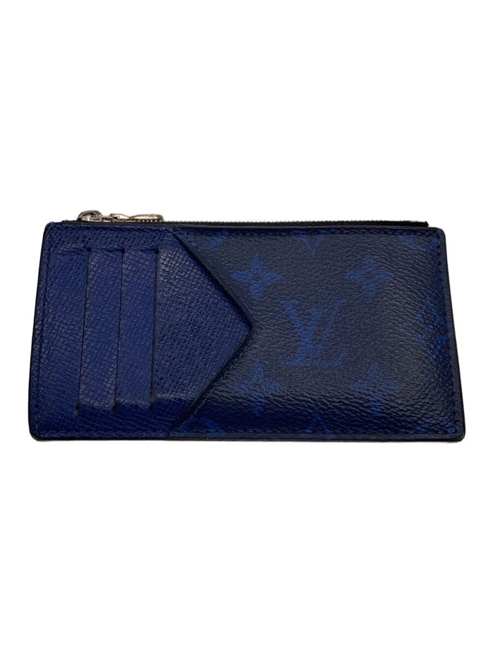 LOUIS VUITTON Card Case Wallet Leather Blue Monogram